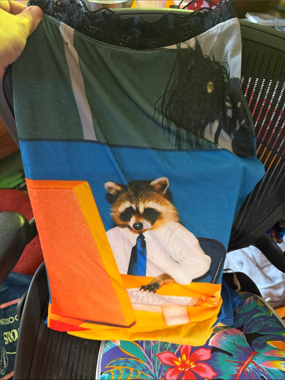 Raccoon Desk Throw Pencil skirt